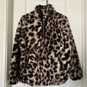 Cozy Sherpa Leopard Quarter Zip
